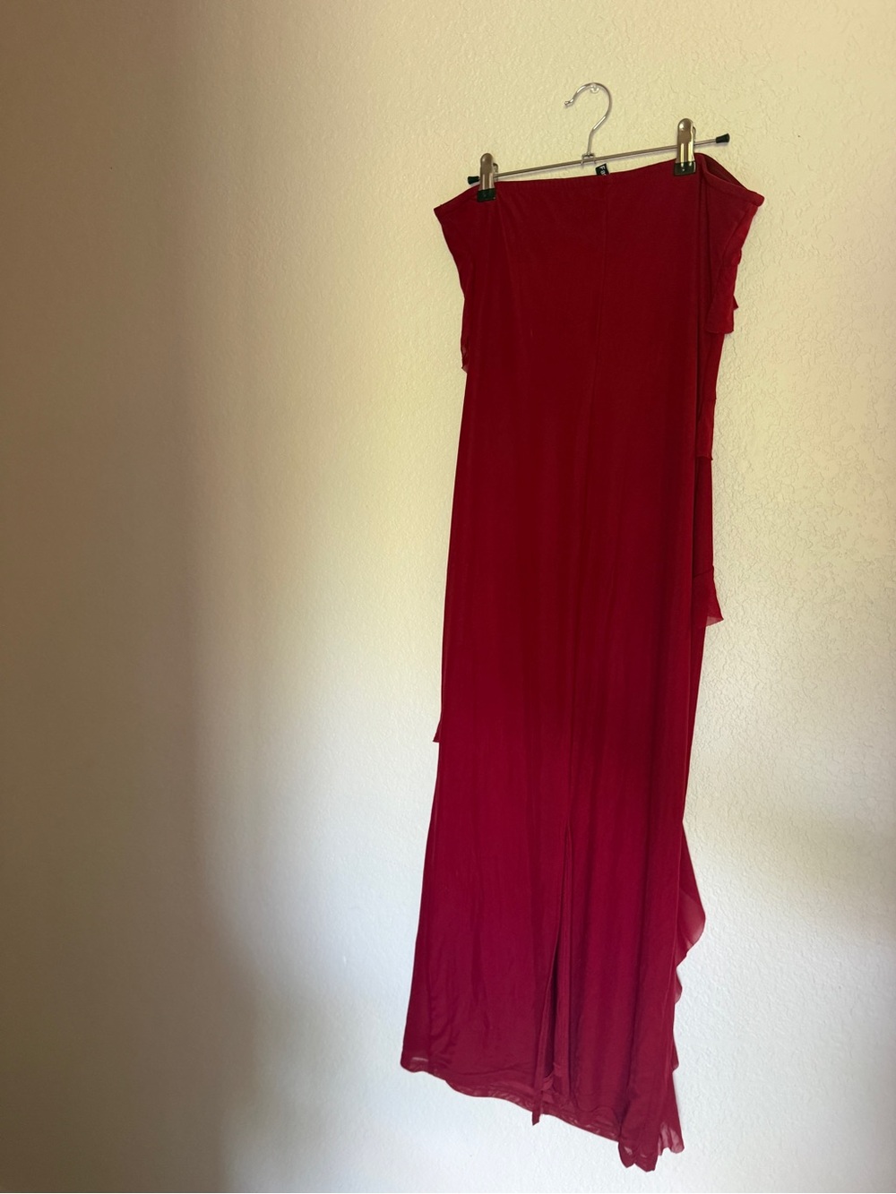 Red Ruffled Strapless Women's Dress - Picture 4 of 5
